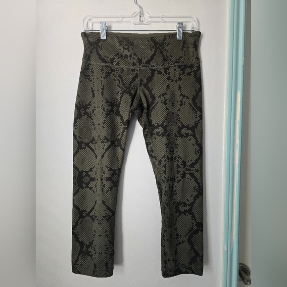 Lululemon Legging Wunder Under Crop Il FulOn Luon Ziggy Snake Green Size 8 - Picture 3 of 12